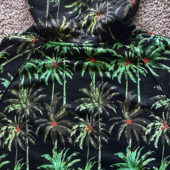 Scotch & Soda All Over Palm Tree Print French Terry Pullover Green Hoodie (M) - Picture 12 of 16